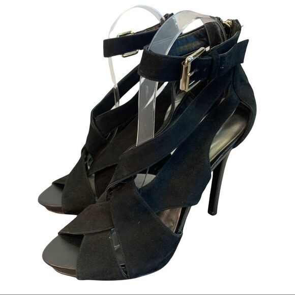 nwob BCBGirls Black strappy high heels size 8 - Picture 2 of 7